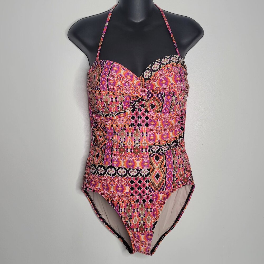 La Blanca Size 12 One piece Swimsuit Ruched Front‎ Sweetheart Neck Padded Bra